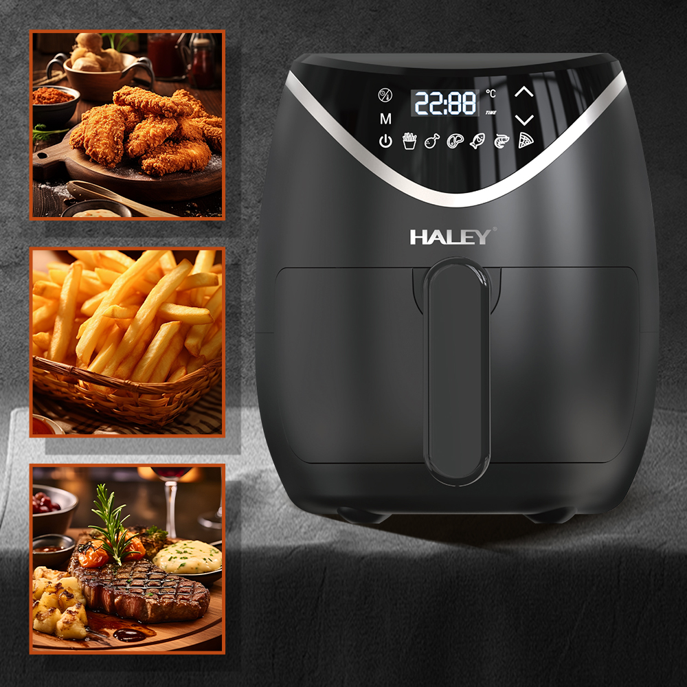 HALEY 3L Mini Compact Air Fryer Single Serving Digital LED No Oil Rapid Heat Small Kitchen Dorm Factory Direct Custom Logo