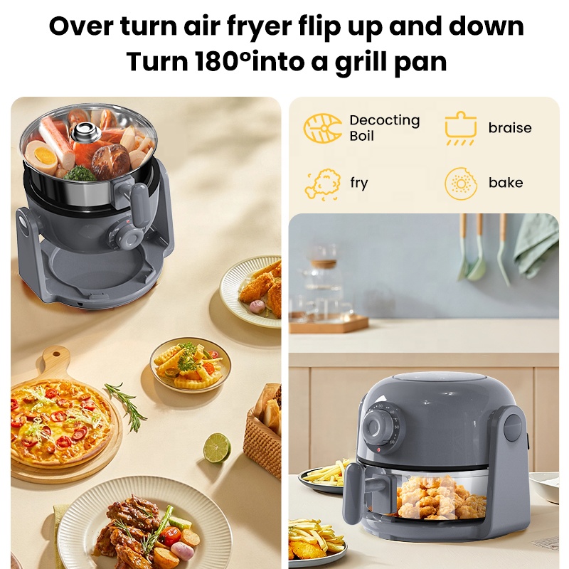 2024 Latest Design High Speed Toast 360 Circulation One Click Flip Air Fry Pan Household Multi-functional Air Fryer
