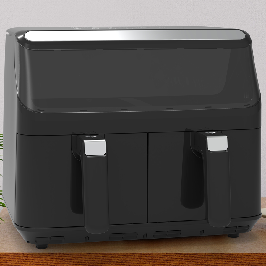 Multifunctional Square Smart Wifi Visible Steam Kitchen Silicone Air Fryer Oven Dual Pots With SS Housing