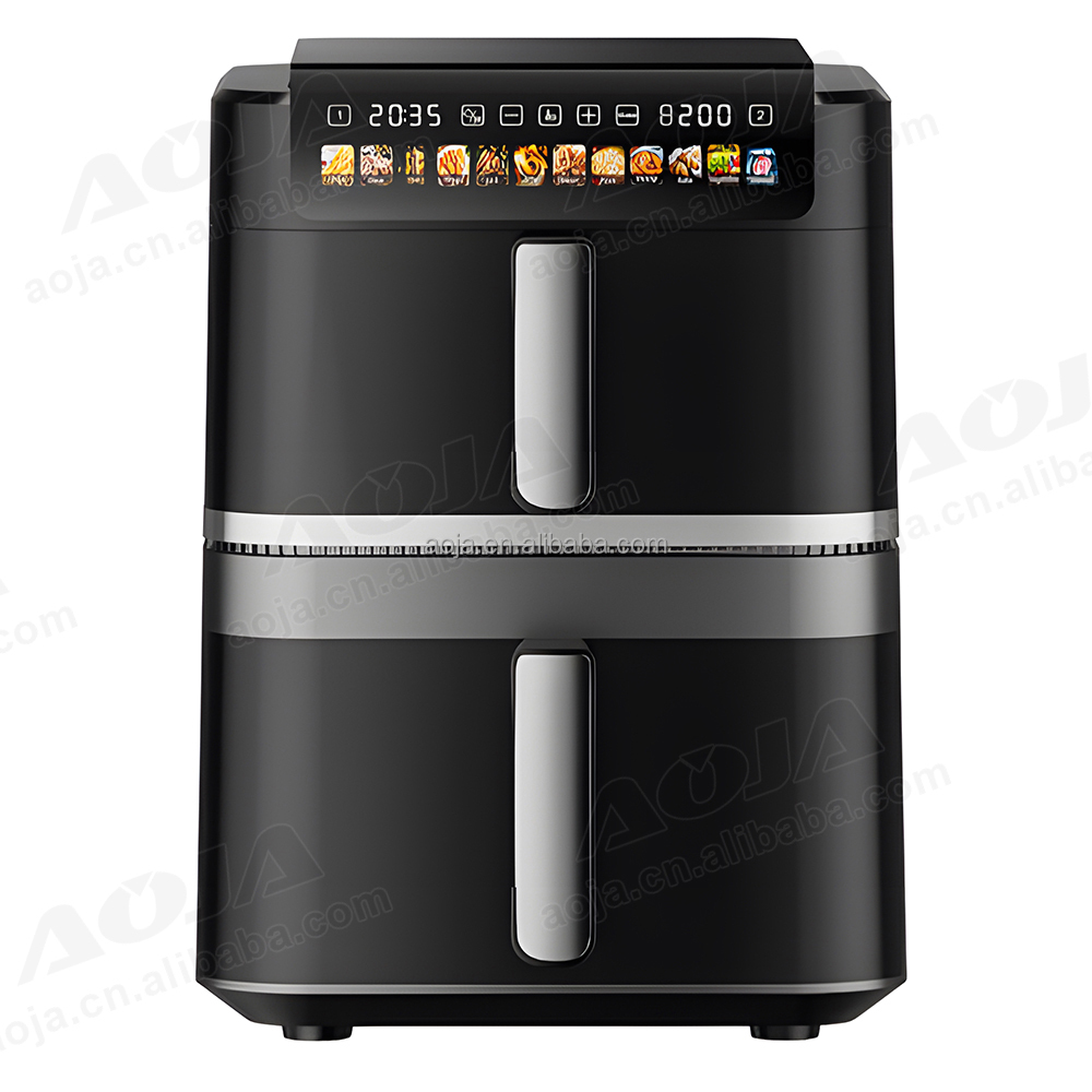 AOJA OEM 12L Dual Zone Air Fryer Compact 2-Basket Design Dishwasher Safe Parts ETL/CE Certified (ODM/OEM) air Fryer Double Stack