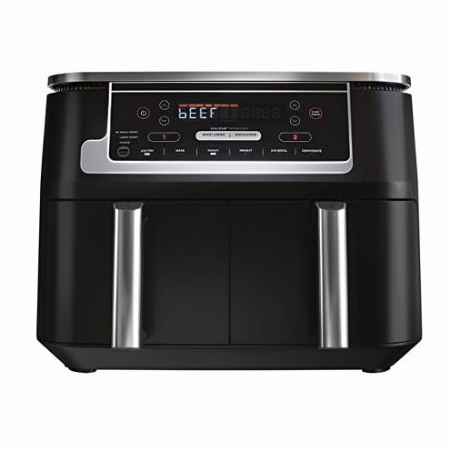 10 Quart 6-in-1 Dual-Zone Smart Air Fryer 2 Baskets Smart Thermometer Perfect Doneness 1 Year Warranty Plastic