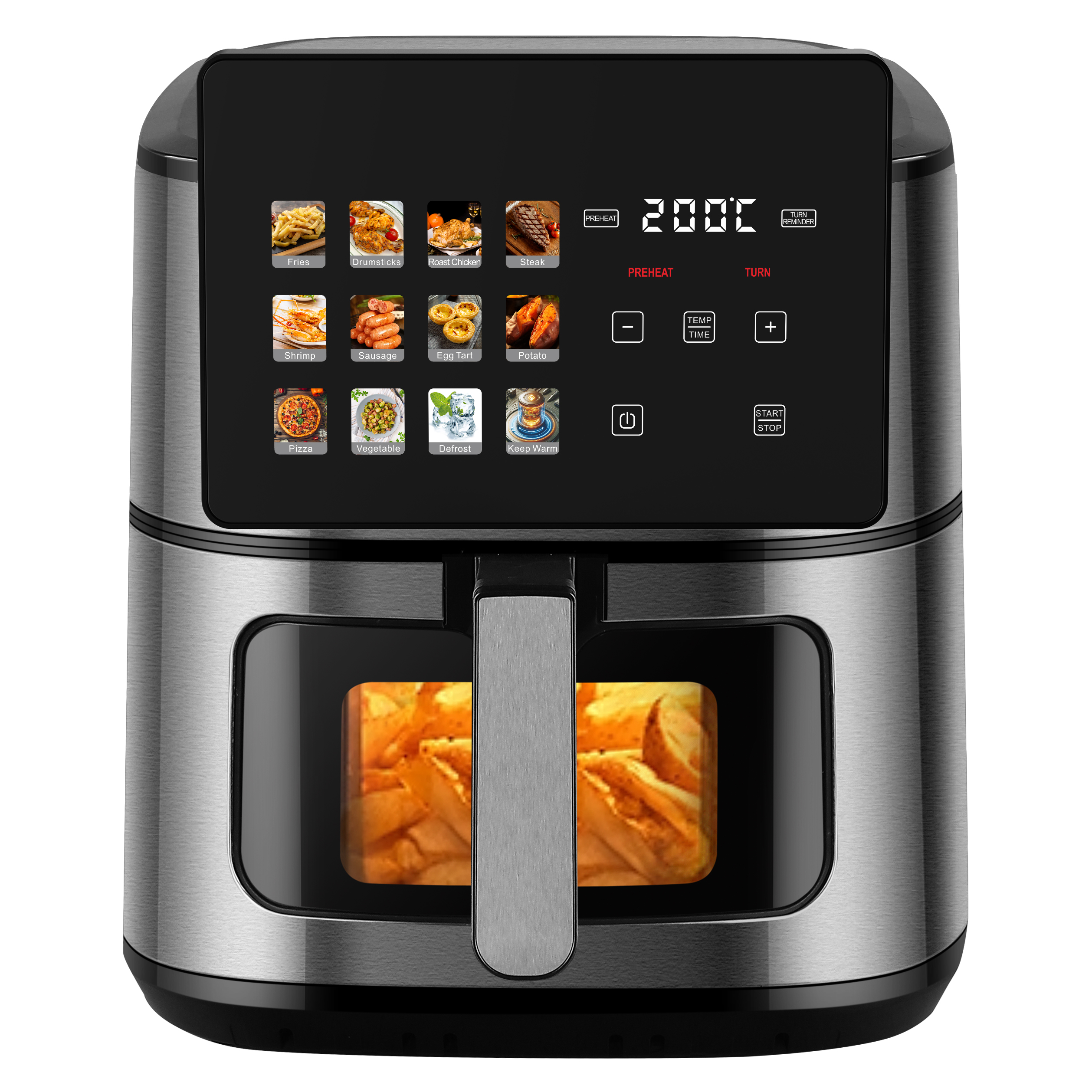 NEW High Quality Multifunctional Food 8L Oil Free Digital Air Fryer Touch Screen Stainless Steel Smart Air Fryer Oven