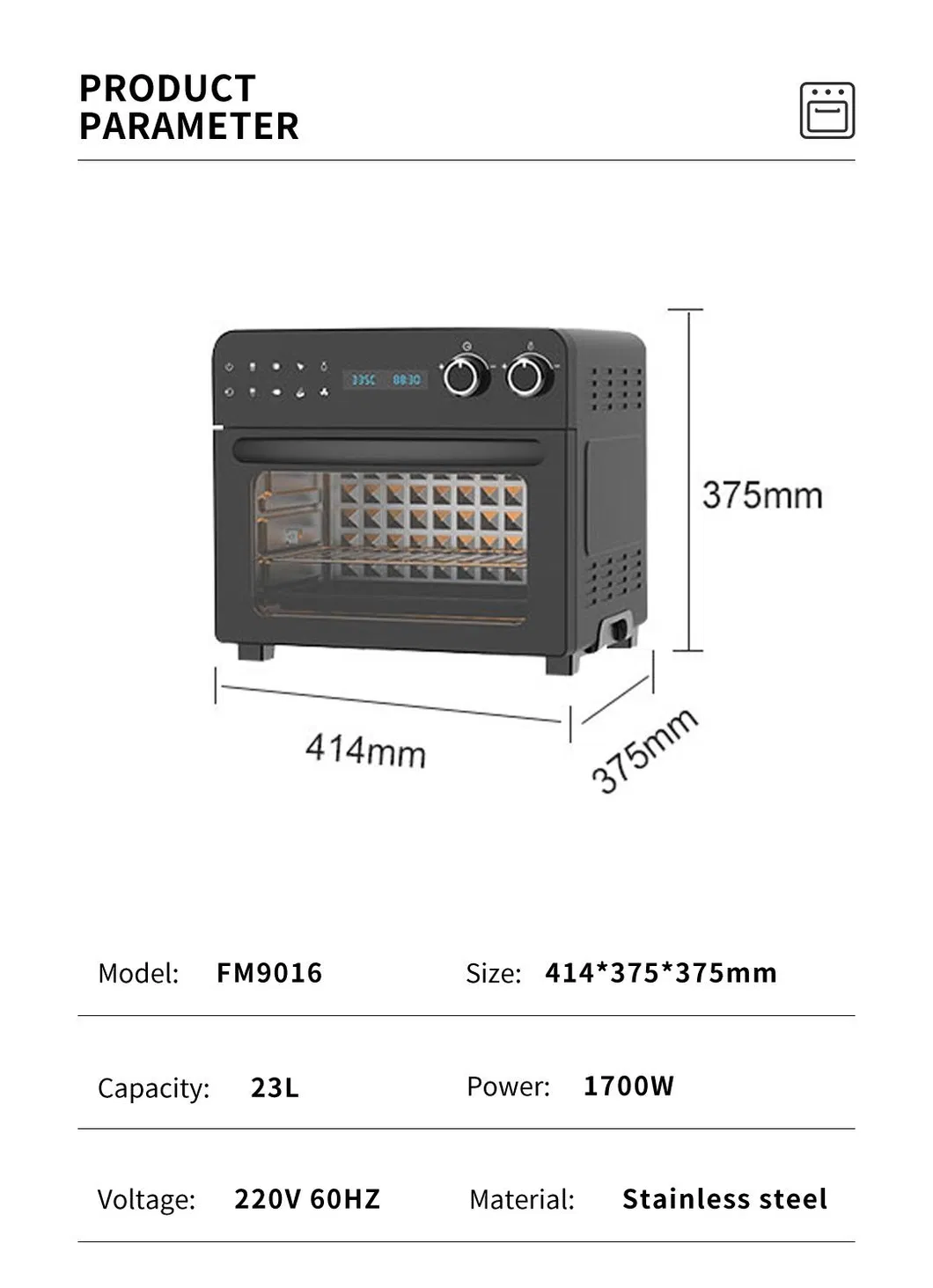 Convection Oven Air Fryer Oven Controls