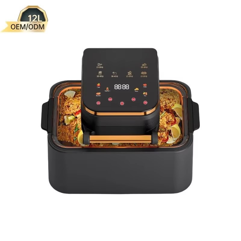 12L Modern Large-Capacity Air Fryer &amp; Multifunctional Oven for Household Use-Touch Screen Control Detachable Basket No Need Flip