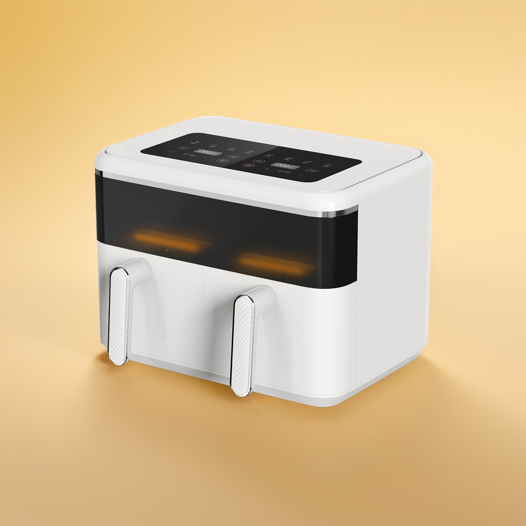 8 Liters 2100W CE CB Dual Basket Visual Window Digital Electric Commercial Air Fryer