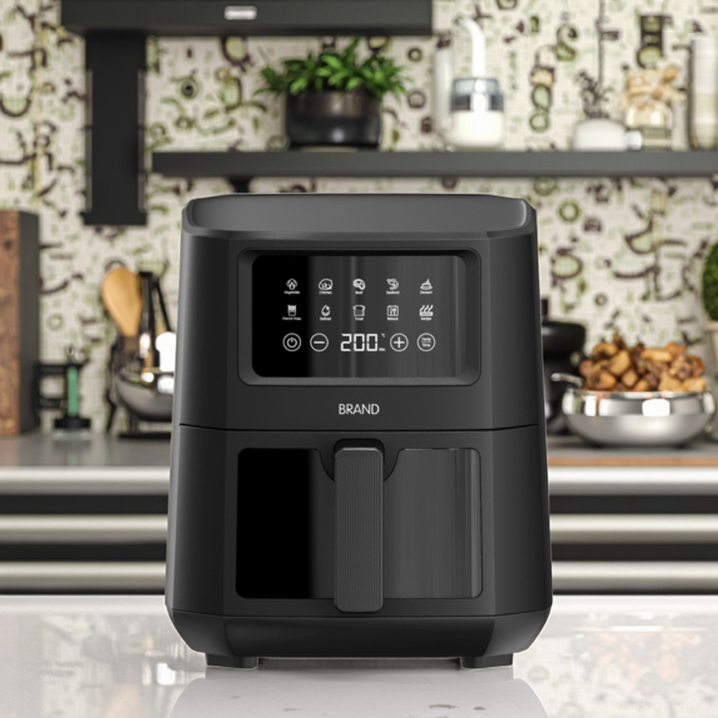7L Large Electric Digital Control Square Air Fryer Oven Overheat Protection Automatic Oil-Free Visible Window Household Hotel