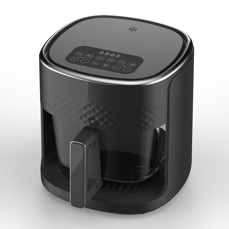 Multi-function See-through Glass Basket 1200W 4.5L Screen Touch Digital Electric Commercial Air Fryer