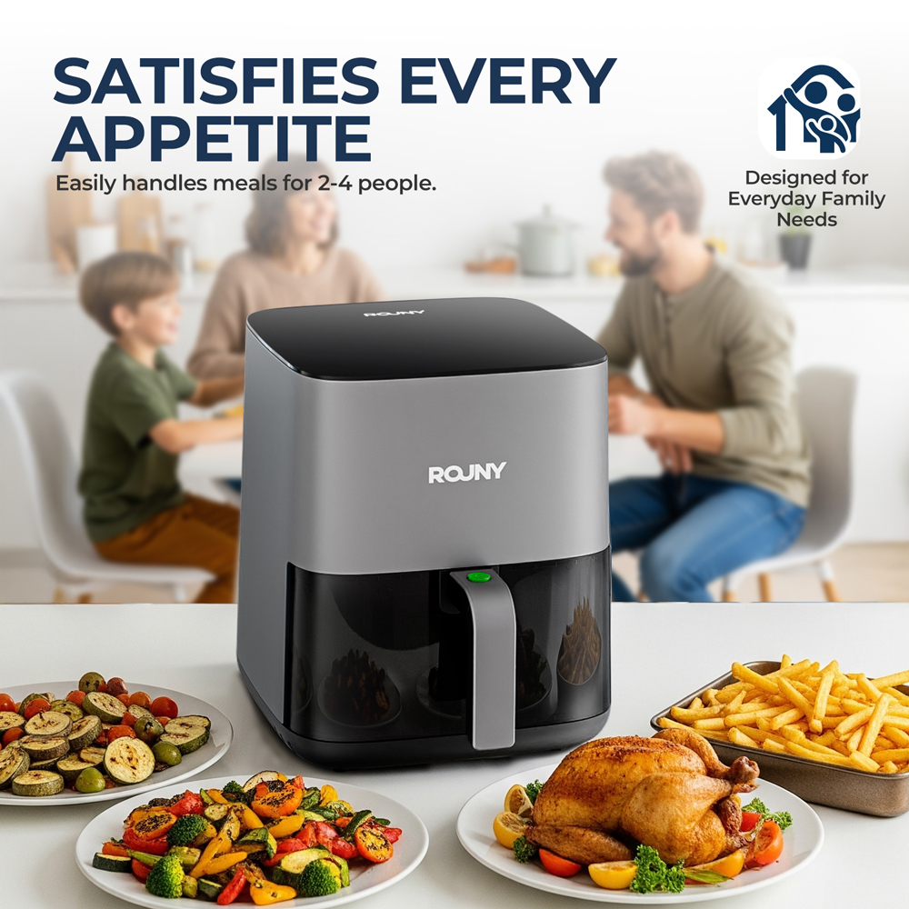 ROUNY 5L Air Fryer, Electric Hot Fryer Oven Oilless Cooker with Touch Control &amp; Nonstick Basket &amp; Visible Window, Family Size