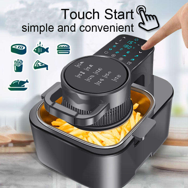 8L Flip Cover LED Touch Screen Air Fryer 1350W Oil-Free Oven with Non-Stick Basket