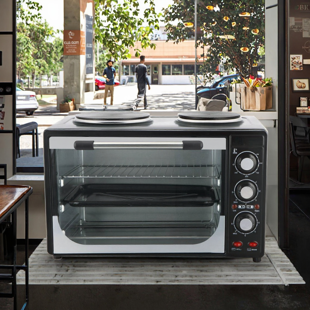 35L Commercial Home Countertop Built-in Pizza Microwave Baking Air Fryer Electric Oven Mechanical Control 3200W Stainless Steel
