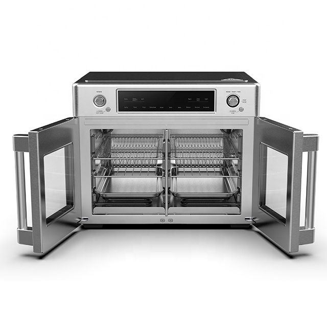 Dual 30L Electric French Door Stainless Steel Air Fryer Oven Multi-Function Digital Control with Convection