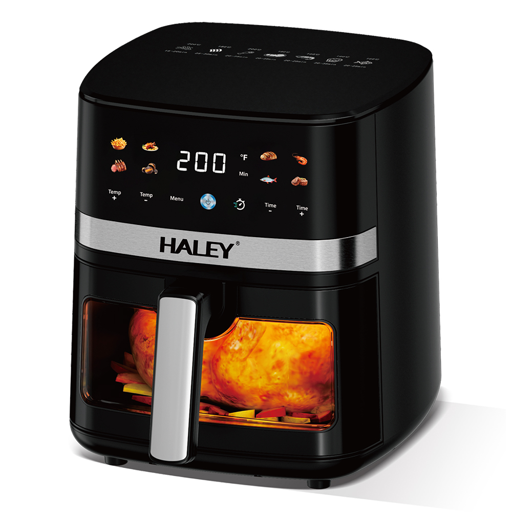 HALEY 5L Square Modern Digital Air Fryer 1500W LCD Touch Screen Oil-Free Electric Fryer Machine Non-Stick Basket Household Hotel