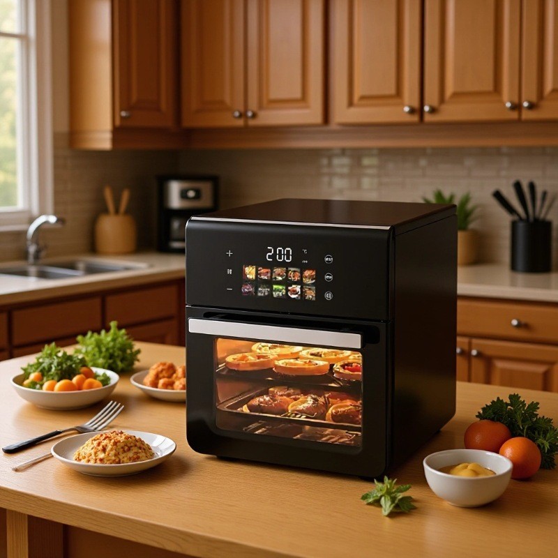 Xianke Air Fryer Oven 30L Large Capacity Visible Smart Touchscreen 1500W Metal Household Electric Oven Fryer All-in-One Machine