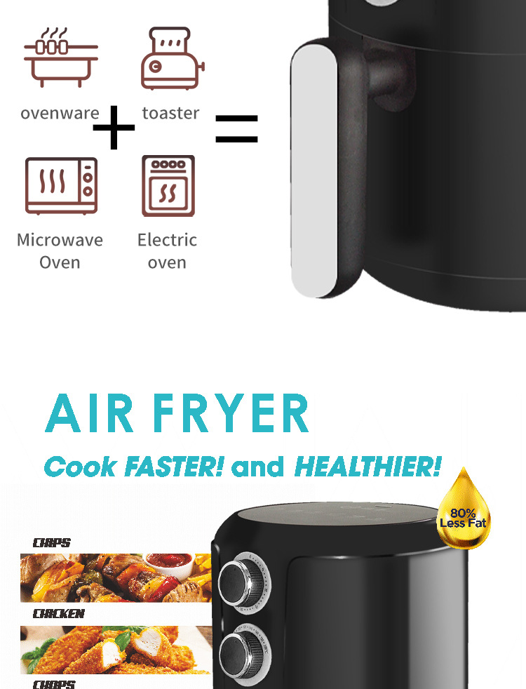 2.8L Large Capacity Multi Function Digital Control App-Controlled Plastic Air Fryer Electric Cooker Oil Free Fry