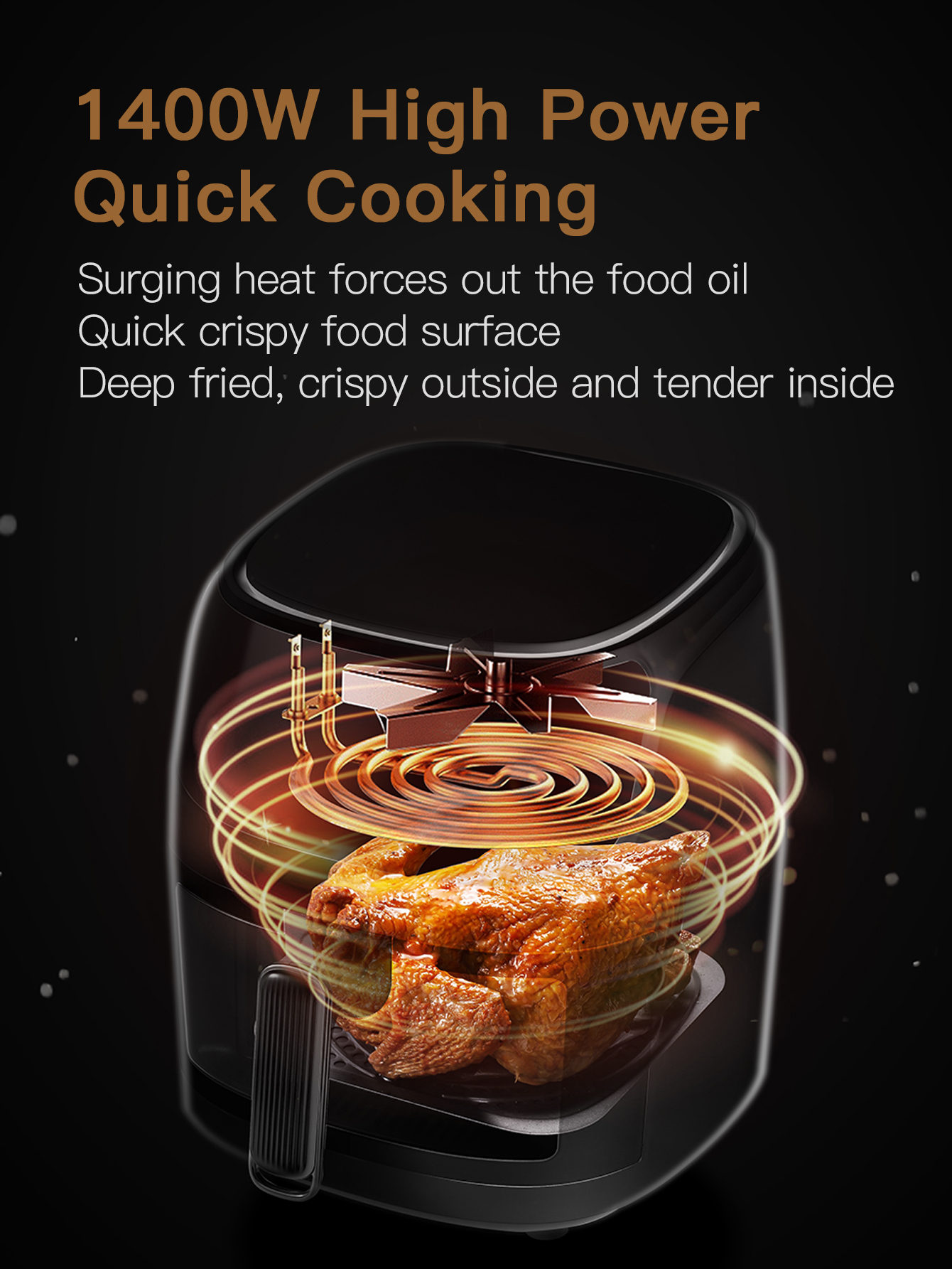 Square 8L Touch Screen Low Noise Smart Air Fryer Non-Stick Inner Tank Healthy Overheat Protection Digital Oven Household Hotel