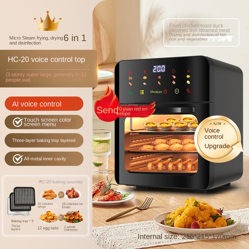 15L Stainless Steel Air Fryer Toaster Oven Small Kitchen Appliances Built-in Digital Air Fryer oven With Countertop Ovens
