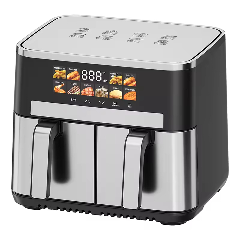 Big Capacity Double Basket Air Fryer Two Rooms 2 Independent Baskets Dual Zone Air Fryer Oven 10L 11L 12L