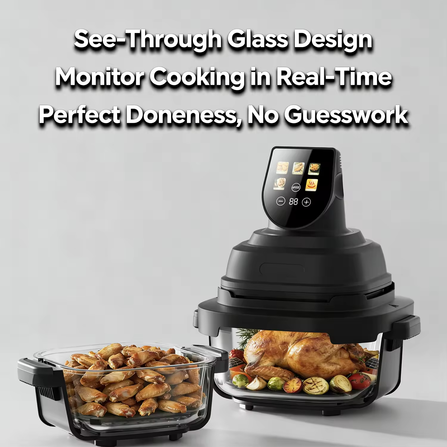 New Professional Electric Square Stainless Steel Air Fryer OEM/ODM Service Dual Basket 360-Degree Viewable Air Fryer