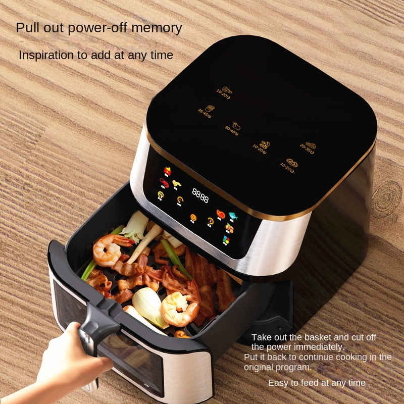 10L Visual Smart Oil-free Touch Screen Display 1400W Air Fryer Large Capacity Household Electric Oven