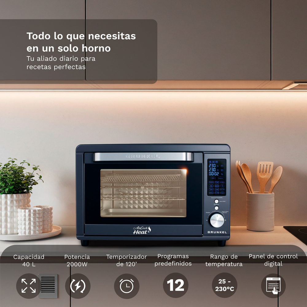 Grunkel Electric Air Fryer Oven 40L 2000W Convection Multifunction with Rotisserie Function for Home Cooking