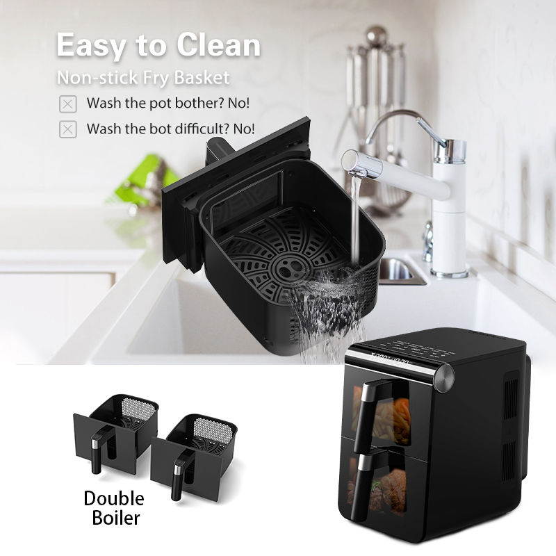 Smart Control Dual Basket 11L(5.5L+5.5L) Air Fryer with Visible Window Non-stick Air Fryer Oil Free Kitchen Appliances OEM/ODM