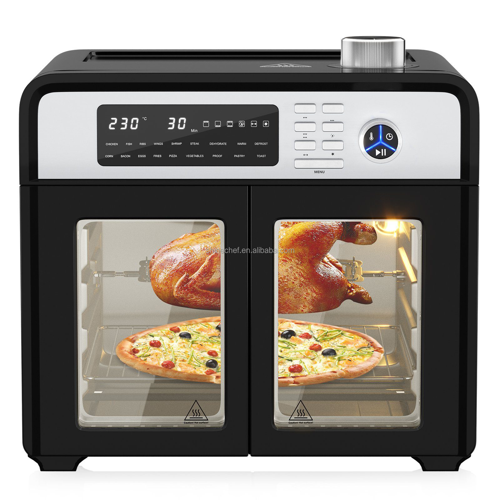 Big Volume Convection Oven Horno Freidora De Aire French Doors Digital Countertop Air Fryer Oven Combo With Visible Window