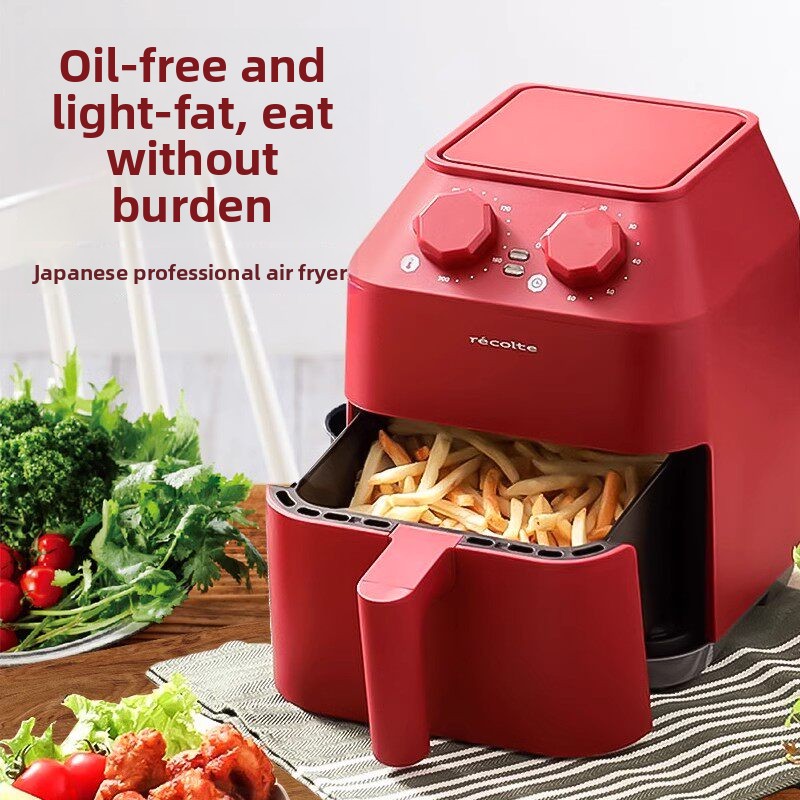 Japanese Genuine Brand New Electric Air Fryer Retro-Style Oven-Integrated Fryer with Non-Stick Liner and Top Heating