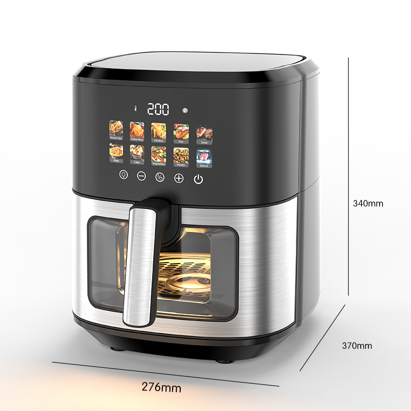 Factory New 6L Digital Dual Heating Square Modern Air Fryer Stainless Steel Oil-Free Electric Smart Cook for Household Use