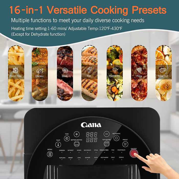 Qana Factory Wholesale Oem Wifi Smart Cooker Air Fryer Toast Machine Baking Electric Roaster Air Fryer Oven