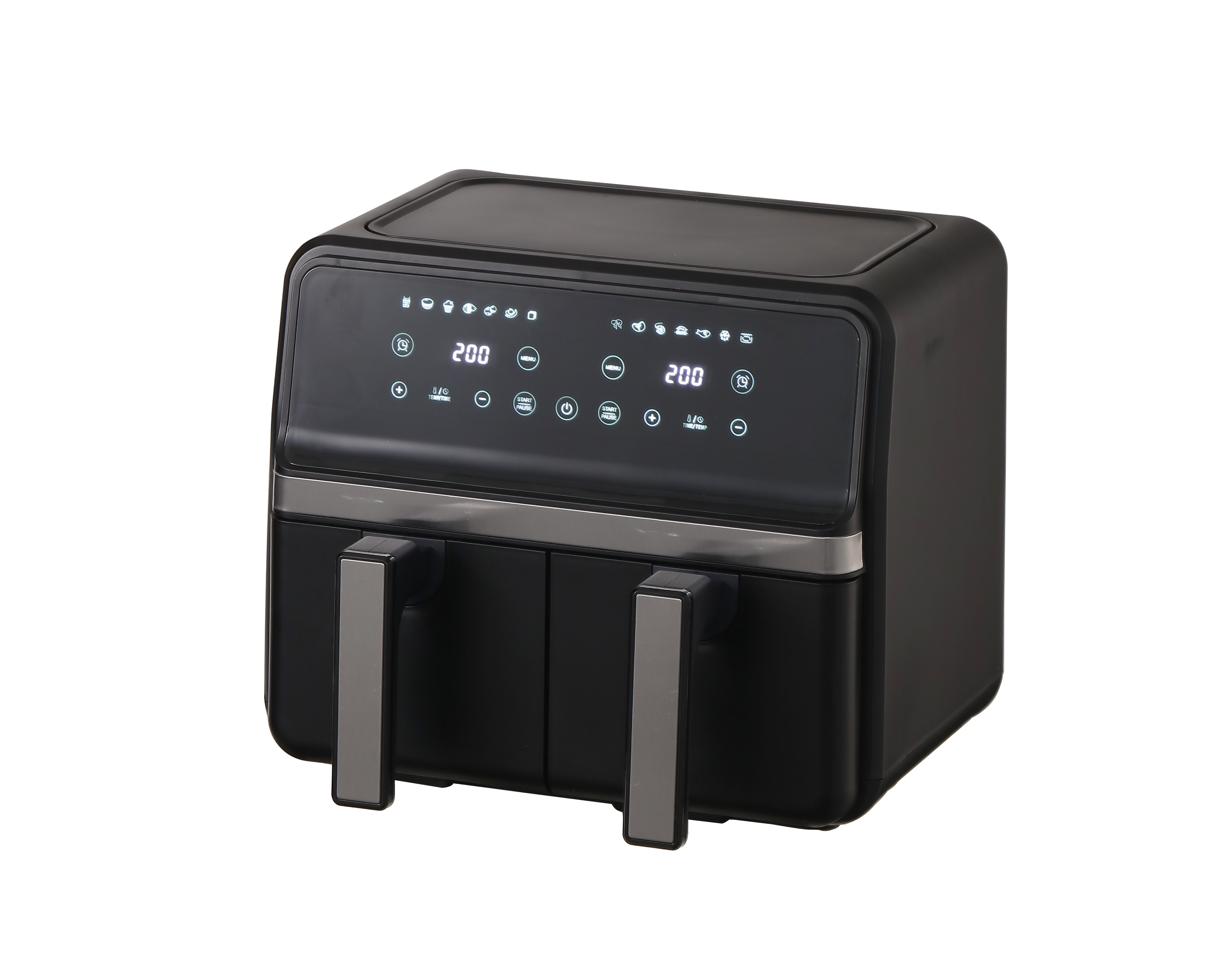 Modern Double Pot Electric Air Fryer with Digital Display Multifunctional Square Shape Household Plastic Electric Air Fryer