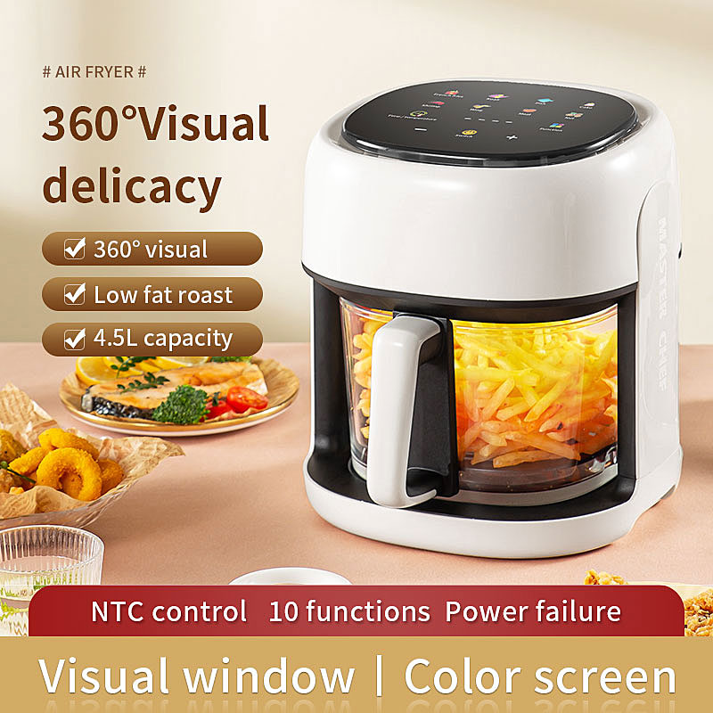 Air Fryer Small 4.5L Big Capacity Electric Fryer Household Delicate Glass Visual Air Fryer