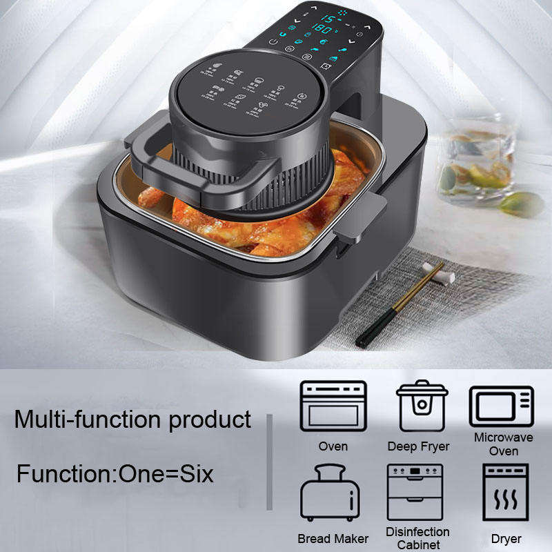 8L Flip Cover LED Touch Screen Air Fryer 1350W Oil-Free Oven with Non-Stick Basket