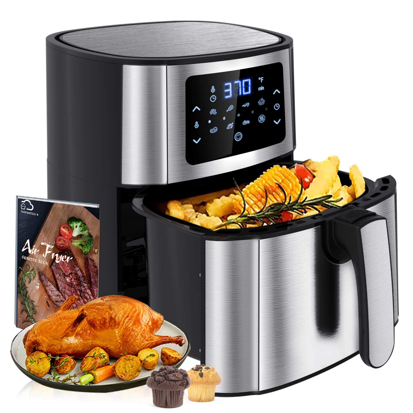 China Oil Free air Fryer 1800w air Fryer 8 Liter Multifunction Reusable Silicone air Fryer