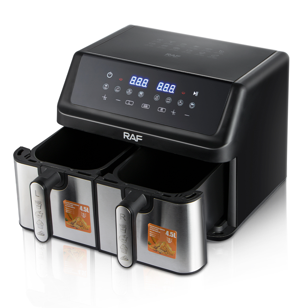 RAF R.5382 Touch Screen Air Fryer New Dual Fryers Black Color Multi-functional Stainless Steel Cooking Machine