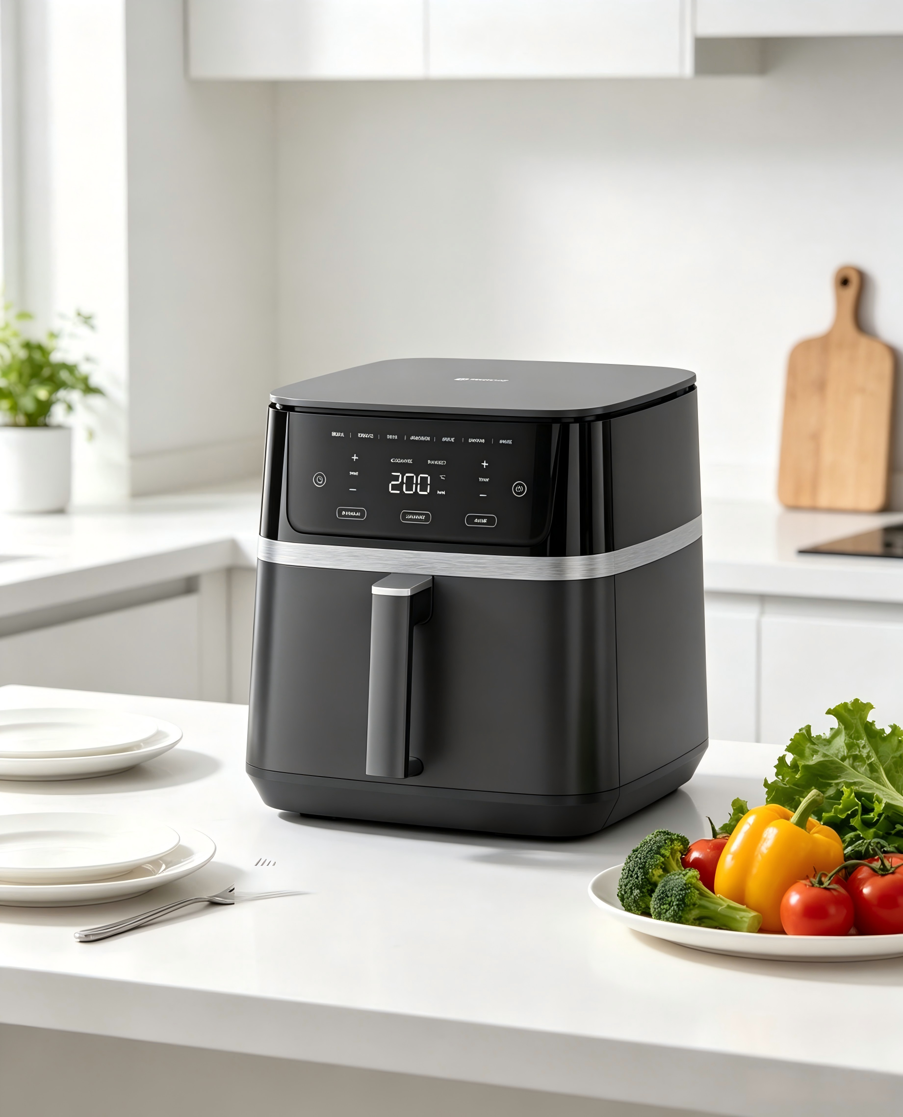 Large 10L Family Size Air Fryer 2000W Adjustable Saving Oil-Less Fryer Cool Touch Design Full Certifications for Home Use