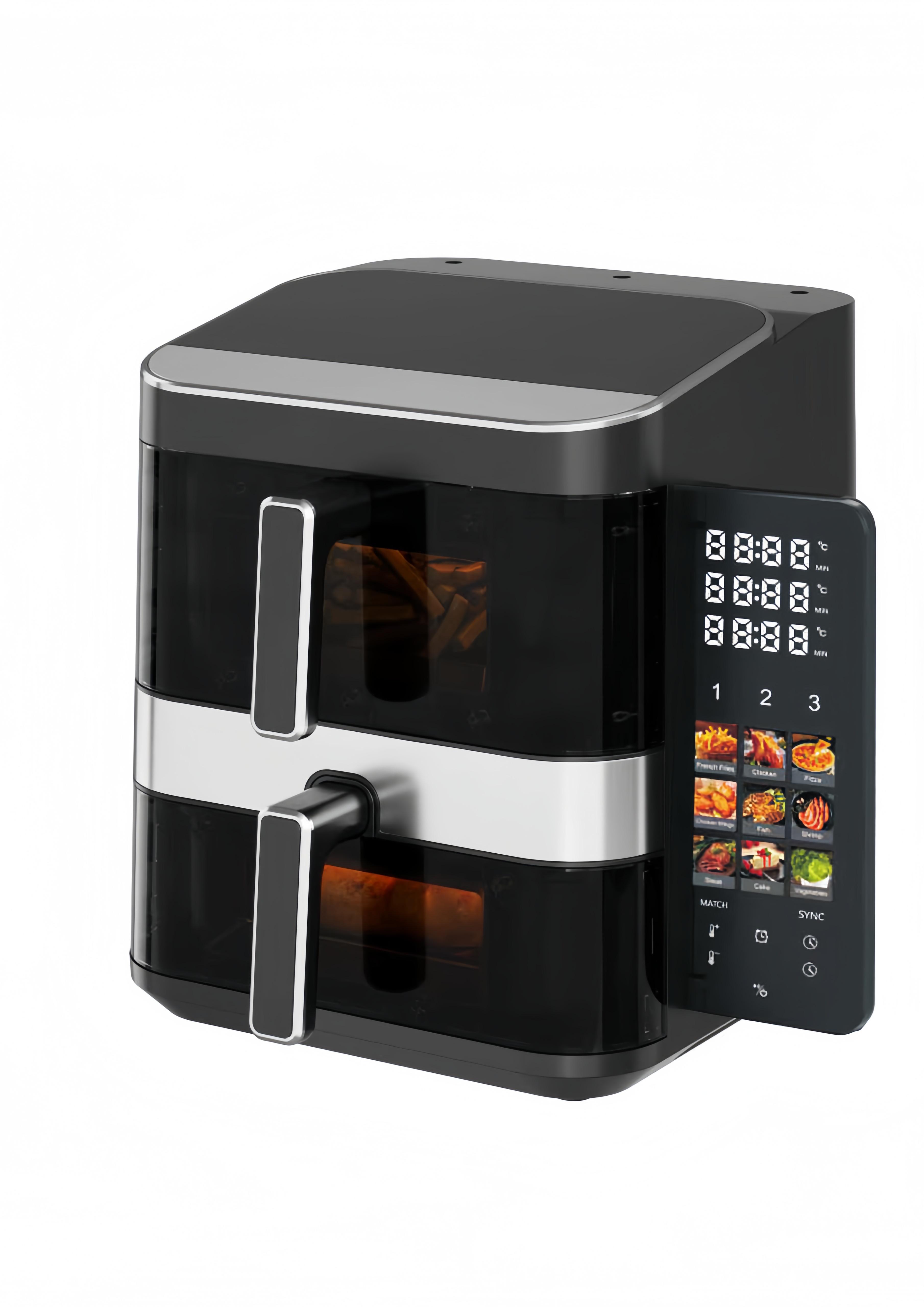 Hot Selling Intelligent Touch Screen 2800W 7L+5L Double-layer Intelligent Fast Cooking air Fryer