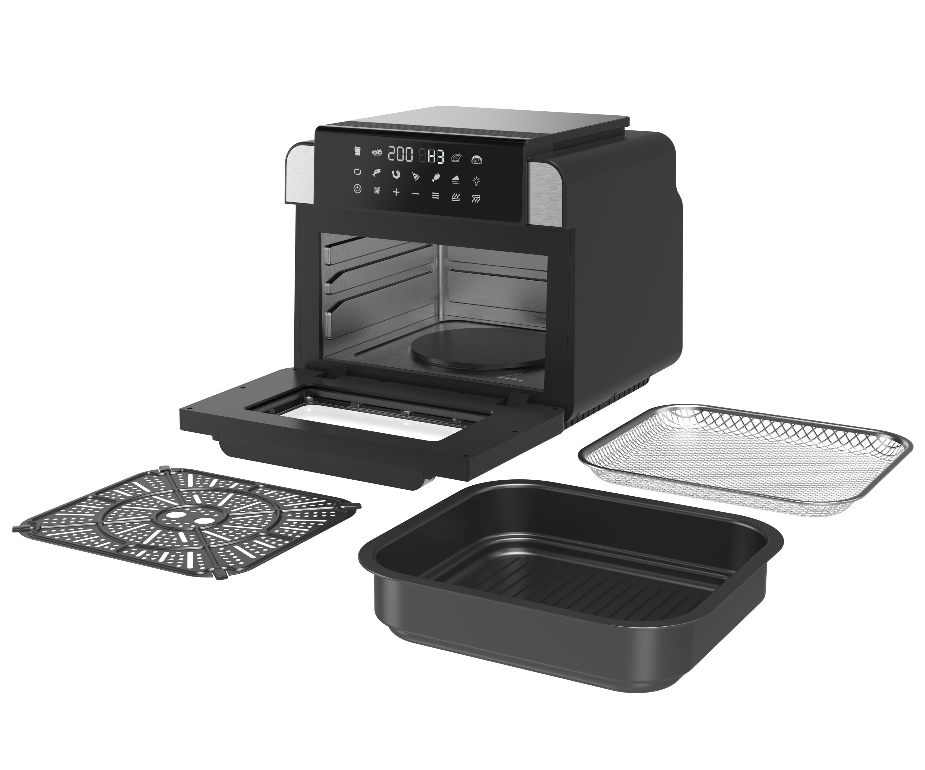 Electric 1800W+1500W 9-in-1 Family Size Classic Style Stainless Steel Air Fryer Square Countertop Oven Double Heating Elements