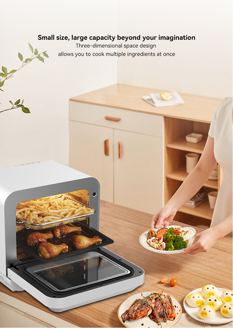 Premium Classic Square Stainless Steel LCD Digital Easy Clean Touch Screen Electric Smart Kitchen WiFi Air Fryer Oil-free