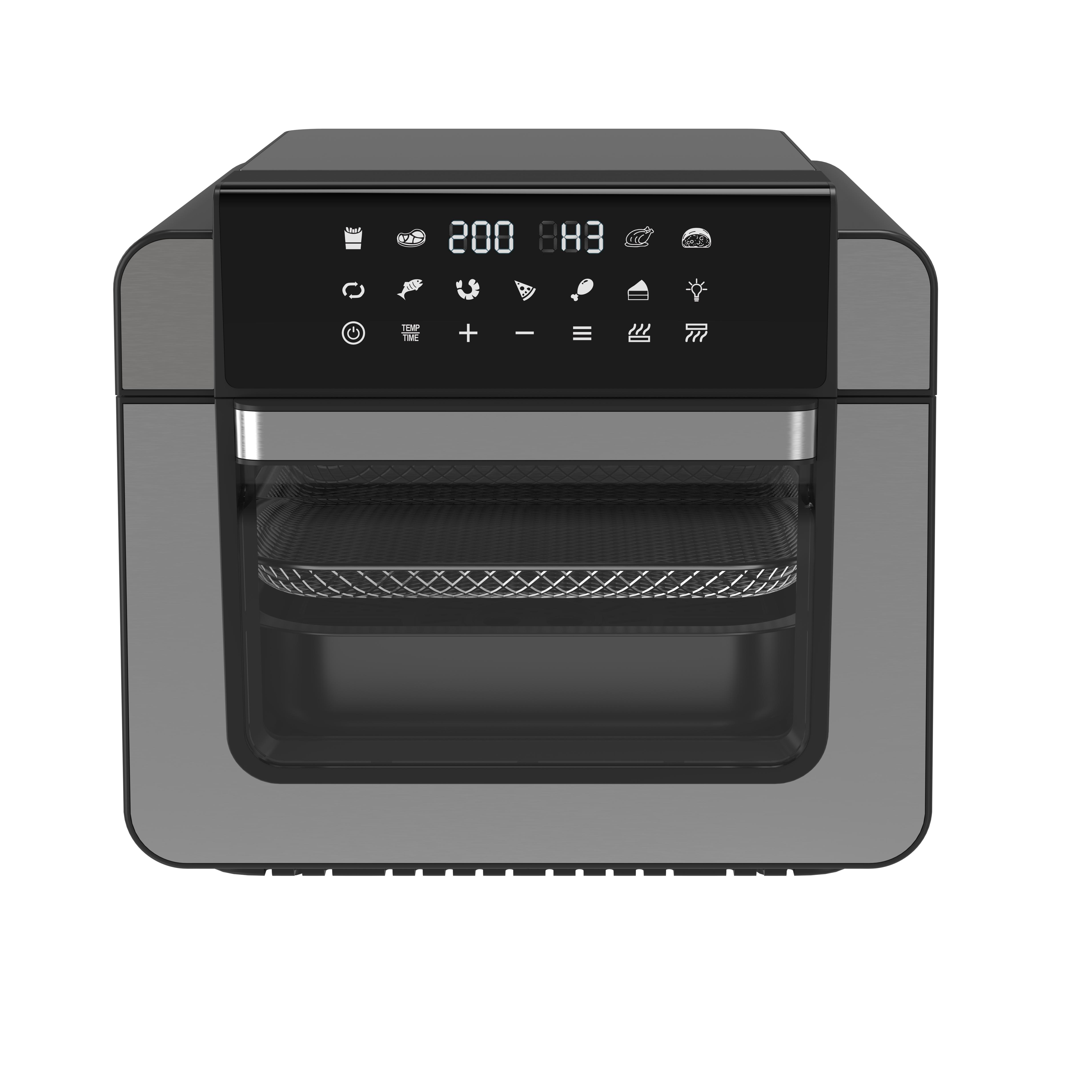 Electric 1800W+1500W 9-in-1 Family Size Classic Style Stainless Steel Air Fryer Square Countertop Oven Double Heating Elements