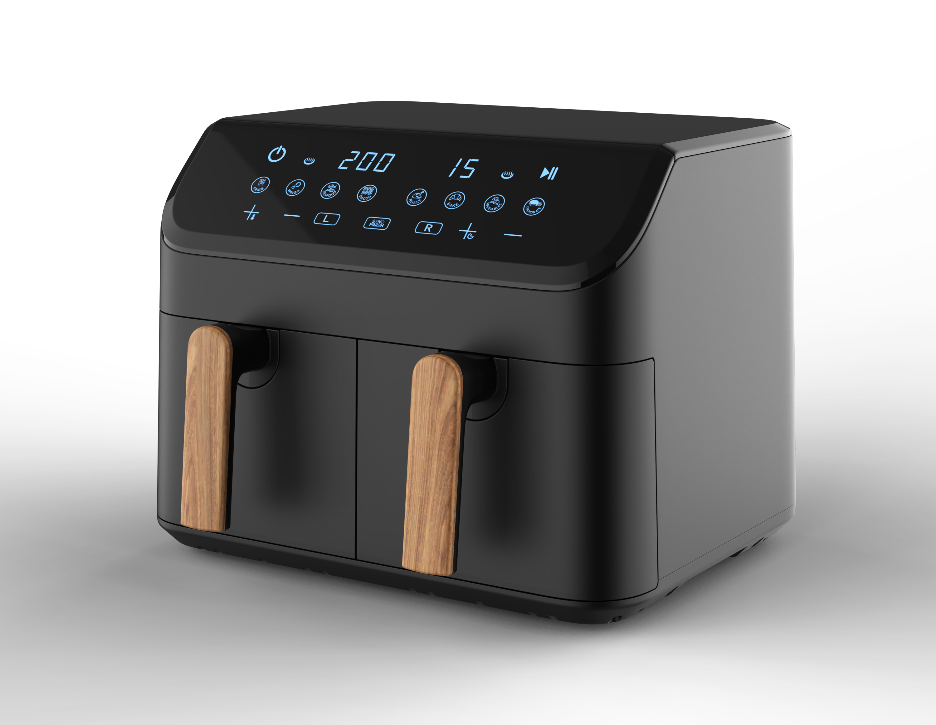 New 2000W Dual Zone 9L Oil Free Air Fryer Oven 360 Hot Air Circulation Smart Drawer Style Extra Large Capacity Kitchen Appliance