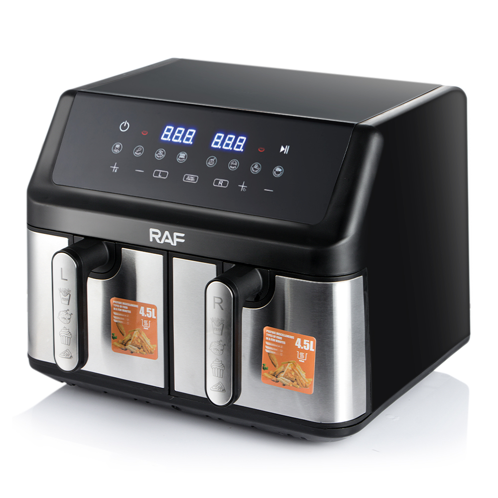 RAF R.5382 Touch Screen Air Fryer New Dual Fryers Black Color Multi-functional Stainless Steel Cooking Machine