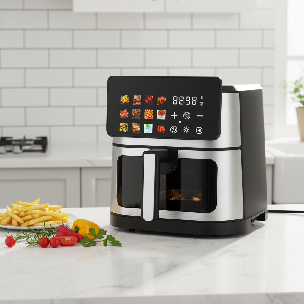 European Standard Cross-Border Square Air Fryer Large Capacity Multifunctional Digital Display Electric 1350W Household 1 Year