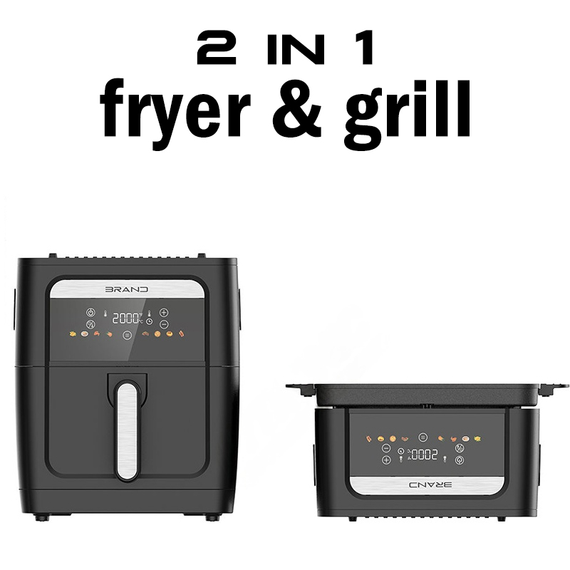 8L Square Electric Air Fryer Smart Touch Screen LCD Display | Customizable Healthy Oil-Free Cooking for Household & Hotel Use