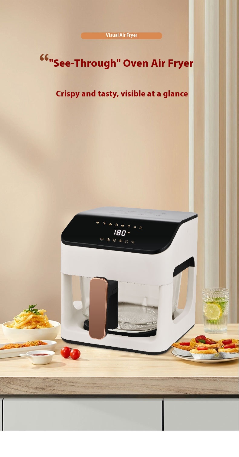 Modern Square Air Fryer 8L Large Capacity Glass Viewing Window Fully Automatic Multi-Functional Household Hotel Use Touch 1 Year
