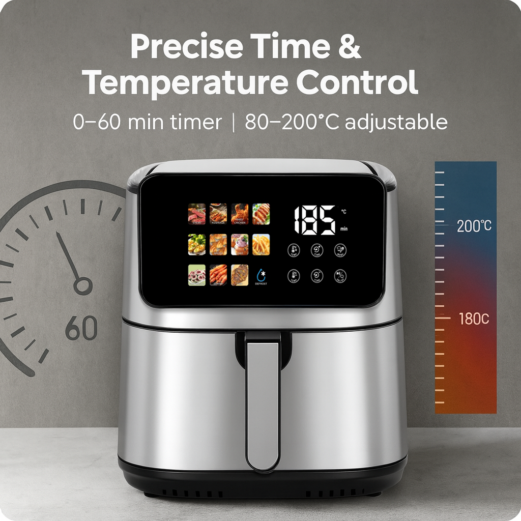 Customizable 8L Hot Dual Heating Air Fryer Without Oil Touchscreen Digital Electric Deep Air Frier Fryer With Visual Window
