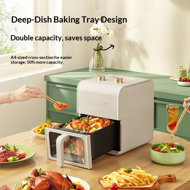 Japan Shansi Air Fryer Household Visualized Smart Electric Fryer Multi-Functional Non-stick Liner Large Capacity