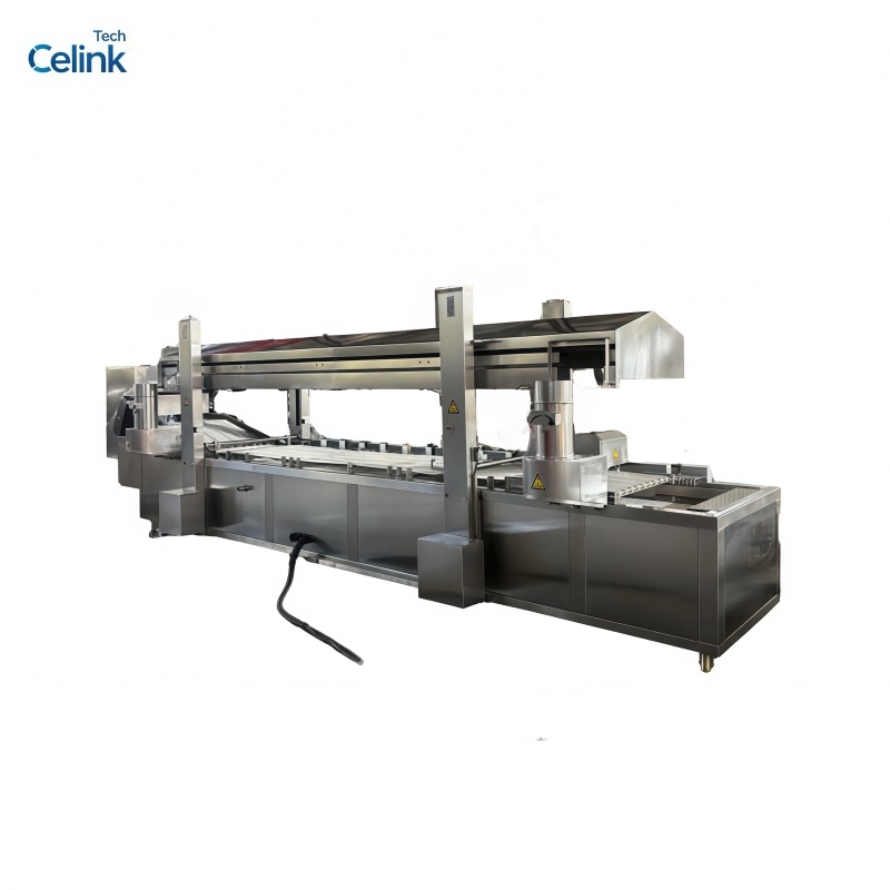 Industrial Continuity Deep Fryer For Plantain Chips Chicken Snacks Nuts Tofu Puff Continuous Fryer Steam Fryer