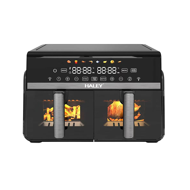 HALEY 14L Dual Basket Air Fryer 2800W 7L+7L Independent Dual Zone Visible Window Touch Screen Sync Match CE GS OEM ODM Custom
