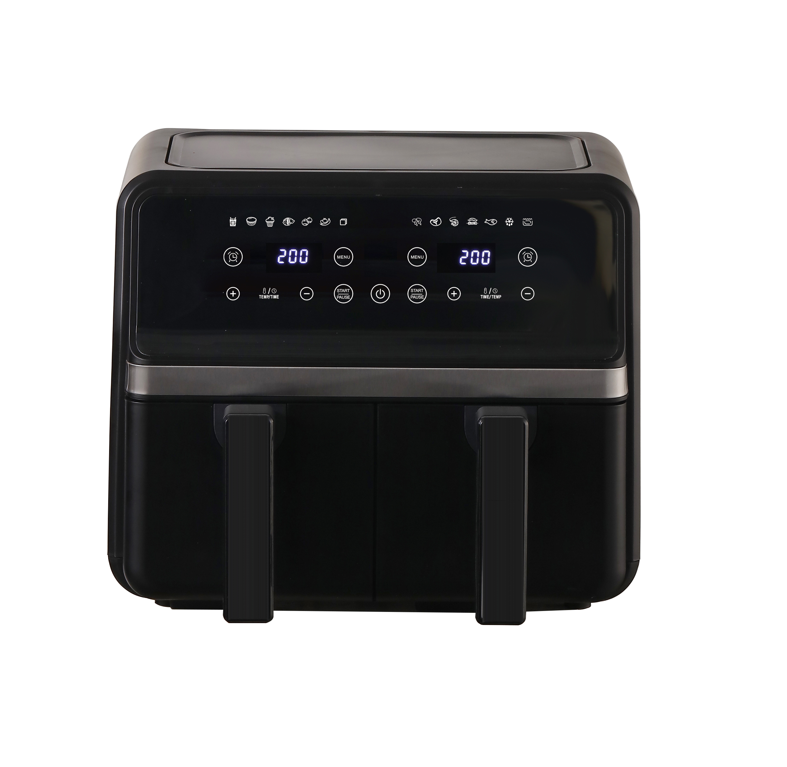 Modern Double Pot Electric Air Fryer with Digital Display Multifunctional Square Shape Household Plastic Electric Air Fryer