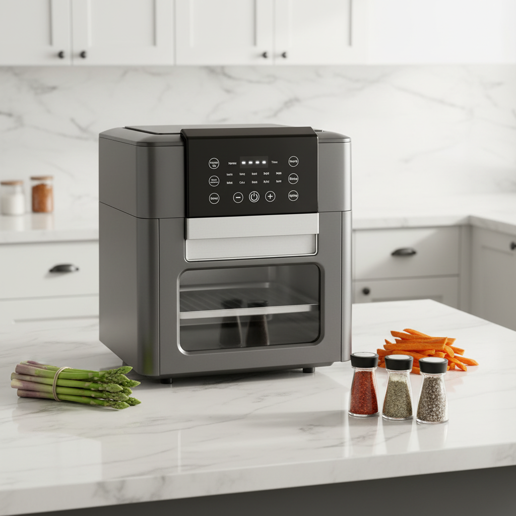 12L Family Size Modern Oil-Free Air Fryer 2-Layer Stainless Steel Square Digital Electric Energy Saving Kitchen Appliance